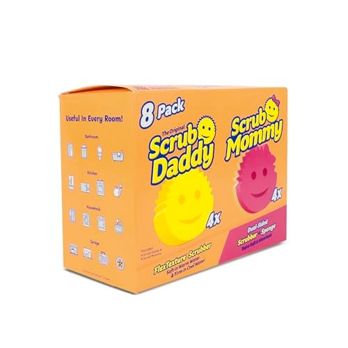 Scrub Daddy 4 Scrub Daddy Sponges 4 Scrub Mommy Kitchen Sponges ScratchFree for Dishes Multipurpose Cleaning BPA Free Made with Polymer Foam Stain Odor Resistant 8 Pack
